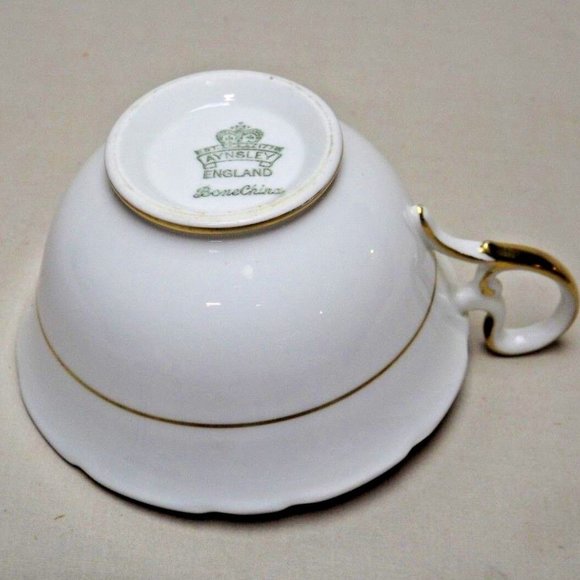 Aynsley Fine Bone China England Blush Floral Footed Tea Cup and Saucer - Picture 15 of 15